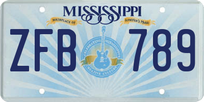 MS license plate ZFB789