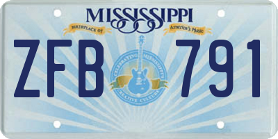MS license plate ZFB791