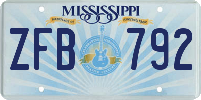 MS license plate ZFB792