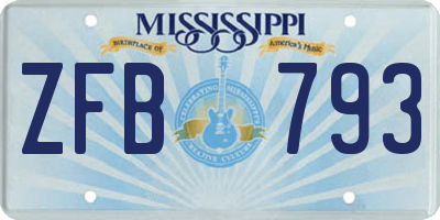 MS license plate ZFB793