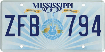 MS license plate ZFB794