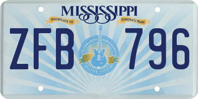 MS license plate ZFB796