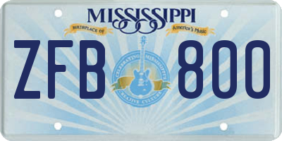 MS license plate ZFB800