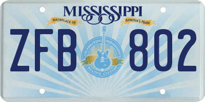 MS license plate ZFB802