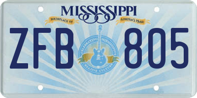 MS license plate ZFB805