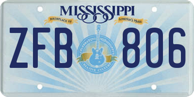 MS license plate ZFB806