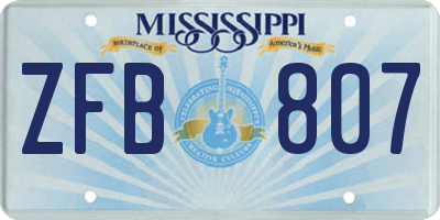 MS license plate ZFB807