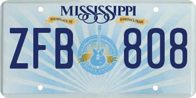 MS license plate ZFB808