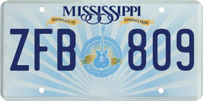 MS license plate ZFB809