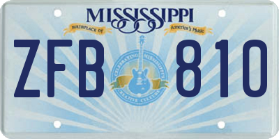 MS license plate ZFB810