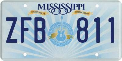 MS license plate ZFB811