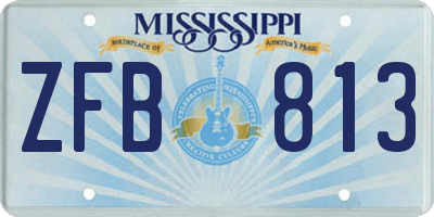 MS license plate ZFB813