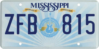 MS license plate ZFB815