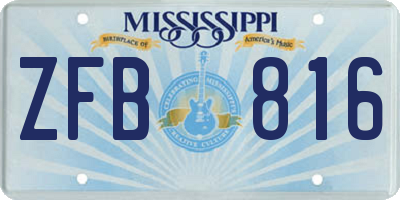 MS license plate ZFB816