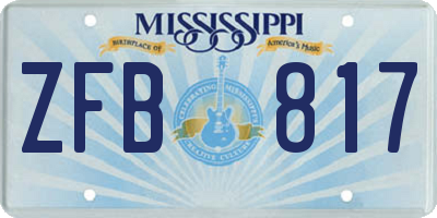 MS license plate ZFB817