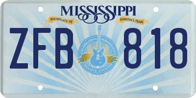 MS license plate ZFB818