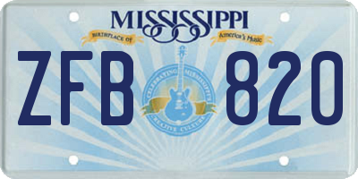 MS license plate ZFB820