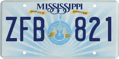MS license plate ZFB821