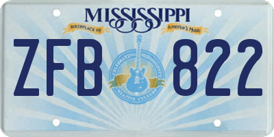 MS license plate ZFB822