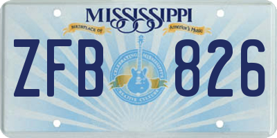 MS license plate ZFB826