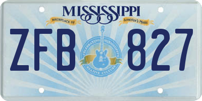 MS license plate ZFB827