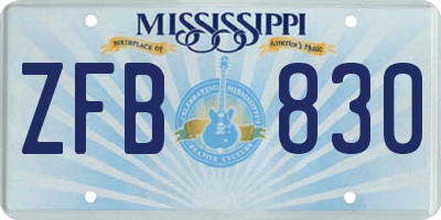 MS license plate ZFB830