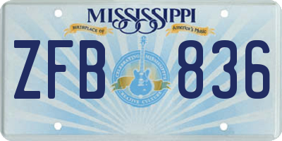 MS license plate ZFB836