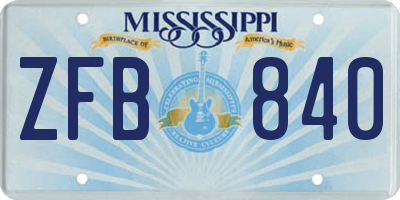 MS license plate ZFB840