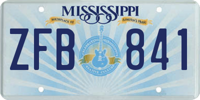 MS license plate ZFB841
