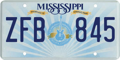 MS license plate ZFB845