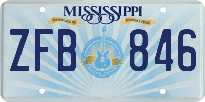 MS license plate ZFB846