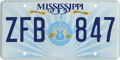 MS license plate ZFB847