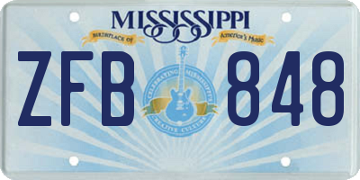 MS license plate ZFB848