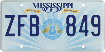 MS license plate ZFB849