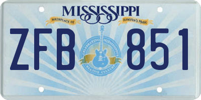 MS license plate ZFB851