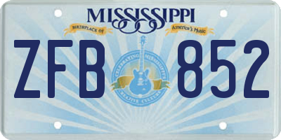 MS license plate ZFB852