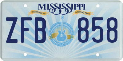 MS license plate ZFB858