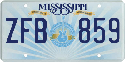 MS license plate ZFB859