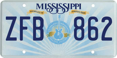 MS license plate ZFB862