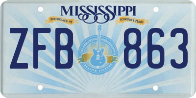 MS license plate ZFB863
