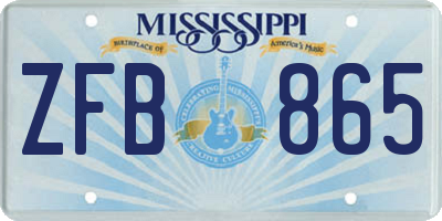 MS license plate ZFB865