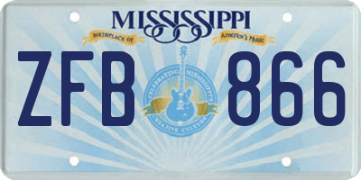 MS license plate ZFB866