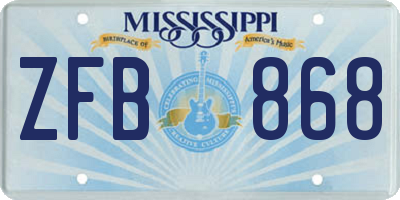 MS license plate ZFB868