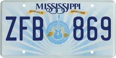 MS license plate ZFB869