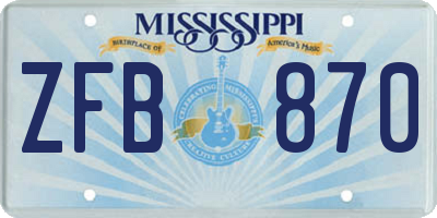 MS license plate ZFB870