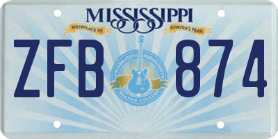 MS license plate ZFB874