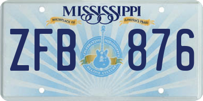 MS license plate ZFB876