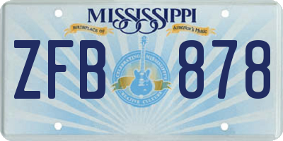 MS license plate ZFB878