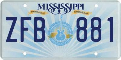 MS license plate ZFB881