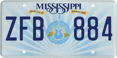MS license plate ZFB884